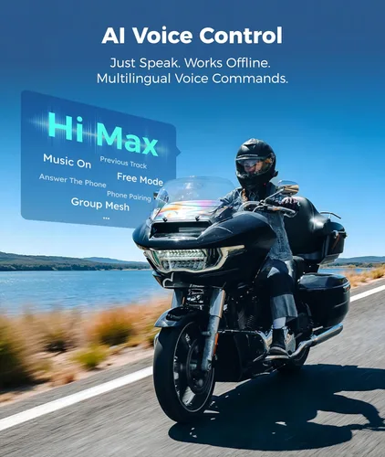 Vista 4 de Auriculares Bluetooth F1 para motocicleta con control de voz inteligente, sistemas de comunicación de casco de malla para 10 conductores