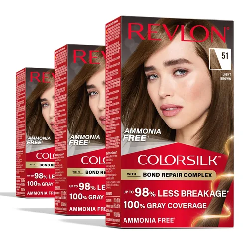 Vista 18 de Revlon ColorSilk con Complejo de Reparación de Enlaces, Tinte Permanente para el Cabello Marrón, 100% Cobertura de las Canas, Tinte para el Cabello