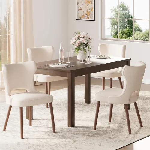 Vista 14 de Juego de 2 sillas de comedor tapizadas, sillas de cocina con respaldo curvado