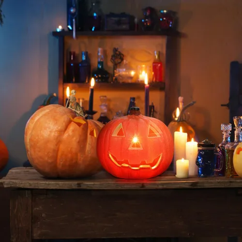 Vista 8 de Halloween Pumpkin Jack O Lantern,Jack O Lantern Decorations for Halloween,Round Lightened Pumpkin for Haunted House Prop