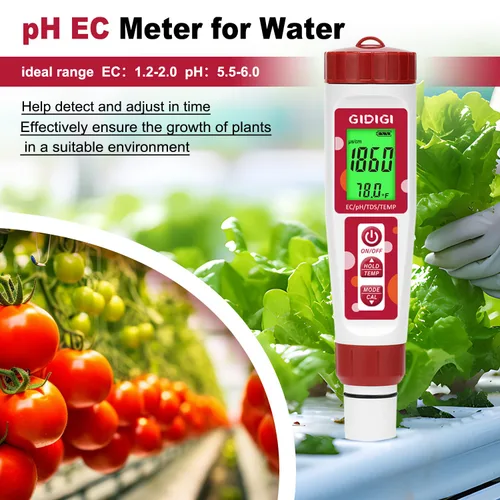 Vista 3 de Medidor de pH para agua, 4 en 1 EC PPM Probador de pH de temperatura para hidropónico, probador de agua TDS para agua potable, medidor de pH digital