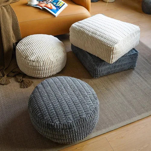 Vista 7 de Funda de puf otomano sin relleno, suave, para almacenamiento, asiento extra, de estilo granja, bohemio, cómodo, reposapiés, 20x20x8 pulgadas