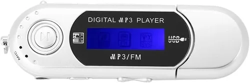 1 unidad USB 2.0 digital MP3 reproductor de música portátil LCD compatible con tarjeta TF de 32 GB y radio FM, uso 20 horas, plata