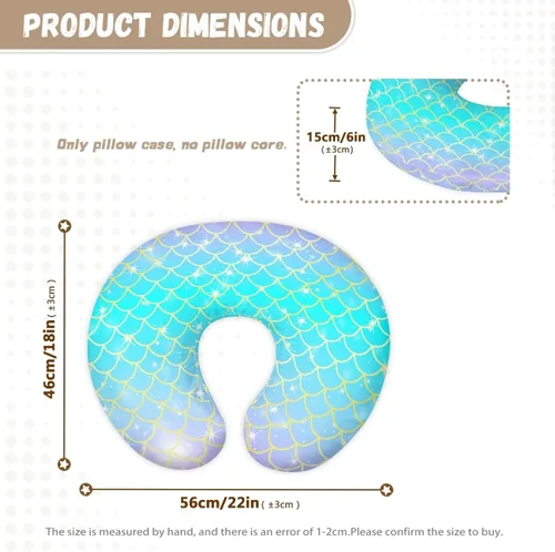 Vista 4 de Forchrinse Funda de almohada de lactancia con escamas de sirena azul para niñas, funda de almohada de lactancia de princesa para madres que