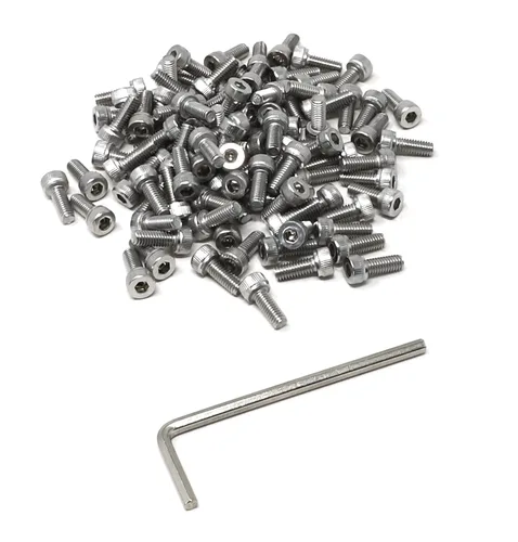 Vista 103 de iexcell Kit de tornillos de cabeza hexagonal de acero inoxidable 304, 100 unidades M2 x 0.157 in, paso de rosca de 0.016 in