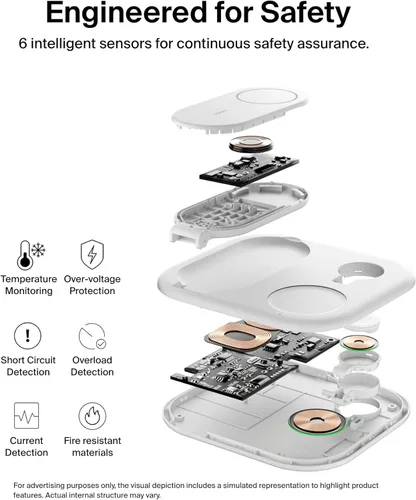 Vista 8 de Belkin Cargador Compatible con MagSafe, Cargador Magnético Plegable 2 en 1 de 15W - Carga Inalámbrica Certificada Qi2 para Apple iPhone 16, Apple