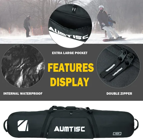 Vista 4 de Bolsa de Snowboard Acolchada AUMTISC para Viajes Aéreos, Bolsas de Viaje para Snowboard para Volar con Bolsillos para Equipo, Disponible en Longitud