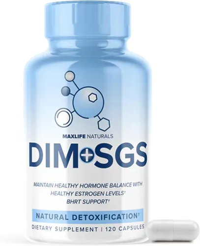 DIM+SGS con soporte de desintoxicación – 120 cápsulas fabricadas en Estados Unidos, apoyo de estrógeno para mujeres con BioPerine, suplemento de