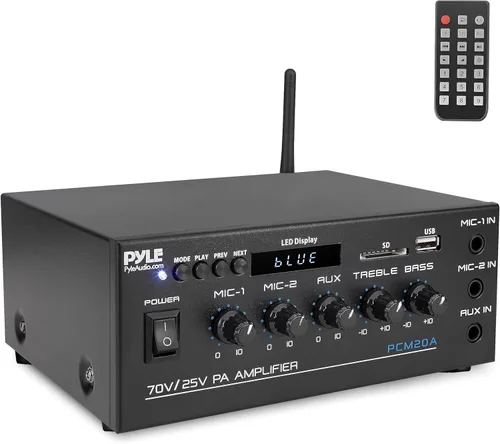 Vista 8 de Pyle - Sistema de amplificador de potencia de audio Bluetooth casero - Caja receptora de sonido estéreo mini de doble canal 2X75W con LED - Para