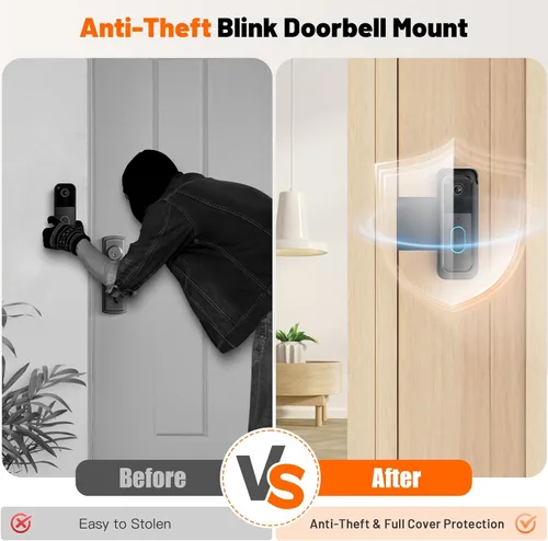 Vista 6 de Soporte para timbre Blink, 2ª generación, antirrobo, soporte para cámara de timbre Blink sin perforación con cubierta para lluvia, compatible