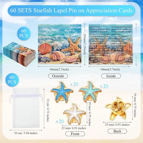 Vista 2 de Unittype 60 juegos de regalos de historia de estrellas de mar de agradecimiento, recuerdos de historias de estrellas de mar a granel, pines