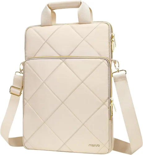 Vista 10 de MOSISO Vertical Laptop Shoulder Bag,Computer Bag,Rhombus Quilted Messenger Bag with Front Pocket&Handle&Belt