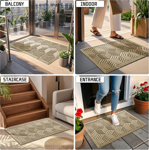 Vista 4 de Yimobra Tapetes para puerta de exteriores, 29.5 x 17 pulgadas, impermeables, para todas las estaciones, para entrada de puerta delantera
