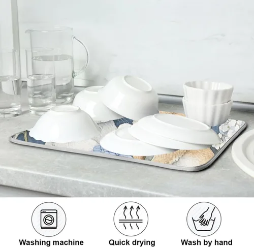 Vista 98 de Tapete de secado de platos de gnomos del día de San Patricio para encimera de cocina, tréboles, tapete de secado de microfibra, absorbente