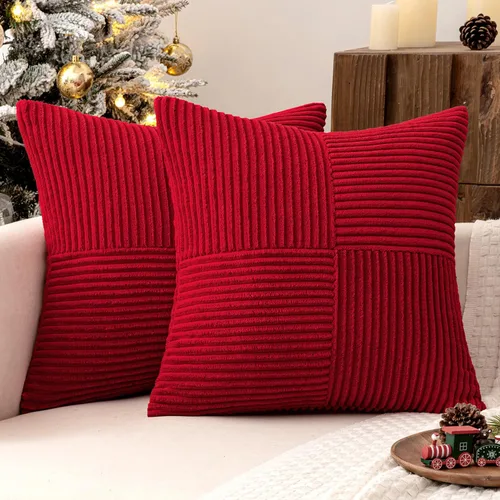 Vista 28 de MIULEE - Juego de 2 fundas de pana suave para cojines, diseño bohemio con parches texturizados unicolor, almohadones decorativos para sala de estar