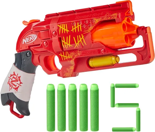 NERF Zombie Strike Hammershot Blaster, rojo (exclusivo de Amazon)