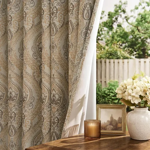 Vista 42 de jinchan Cortinas de lino texturizadas para oscurecer la sala de estar, 54 pulgadas de largo, cortinas de medallón para dormitorio, tratamientos