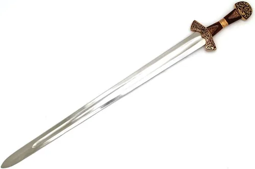 Vista 3 de Medieval Warrior Espada real vikinga hecha a mano forjada a mano resistente del siglo 9 viene con vaina (BR-213)