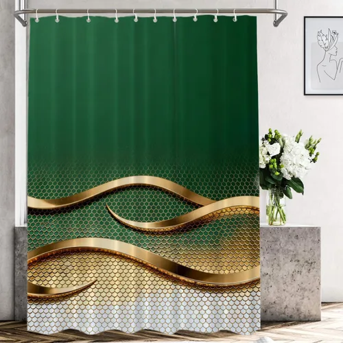 Vista 566 de Shrahala Father and Child Embracing No Hooks Shower Curtain with Snap in Liner Set, Tender Moment Captured Bathroom Décor Polyester Fiber Waterproof