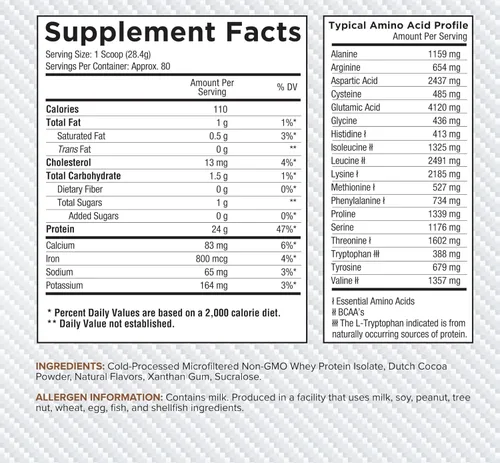 Vista 5 de Core Nutritionals ISO, 100% microfiltrado, cero rellenos artificiales, aislado de proteína de suero de leche de 0.88 onzas, 80 porciones