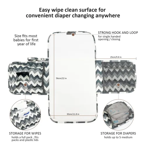 Vista 6 de Cambiador de bebé portátil con correa para el hombro impermeable viaje pañal Mat (onda)