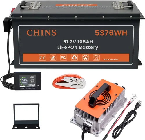 Vista 9 de CHINS Batería de litio para carrito de golf de 36 V, batería LiFePO4 de 36 voltios y 100 Ah, Bluetooth integrado 200 A BMS, incluye cargador de 36 V