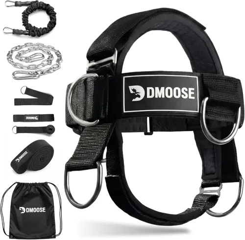 Vista 11 de DMoose Fitness Neck Harness for Weight Lifting - Soft Padded Head & Chin Strap with 30" Heavy Duty Steel Chain - Neck Exerciser, Trainer &
