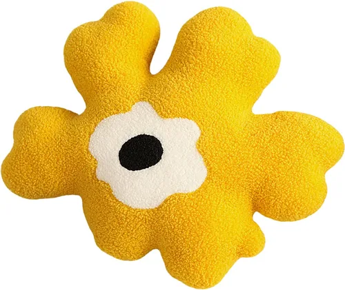 Vista 6 de Almohada de sofá Cojín de cintura Almohada de felpa con forma especial de flor Almohada creativa de corazón para niña (negro y blanco)