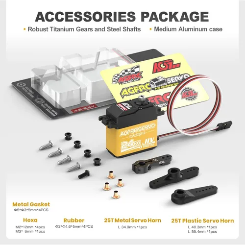 Vista 7 de AGFRC Servo de dirección de engranajes metálicos programables de alto par digital de 52.9 lbs para 1/10 RC Car Truck Crawler, 180 ° (B53DHS)