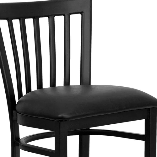 Vista 6 de Flash Furniture HERCULES Series Black School House Back Metal Restaurant Barstool - Asiento de vinilo negro