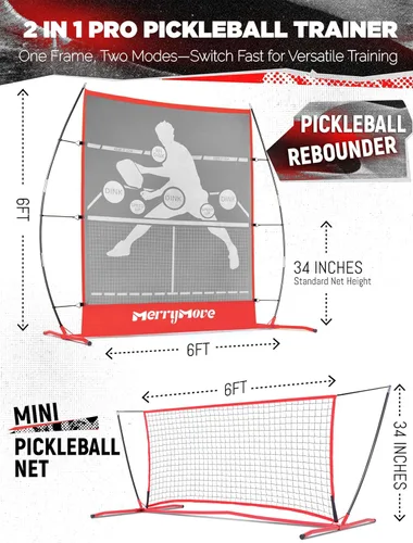 Vista 4 de Pickleball Practice Rebounder Net: Pickleball Rebounder or 6FT Mini Pickle Ball Net Portable for Outdoor Driveway Backyard and Indoor Garage - 2in1