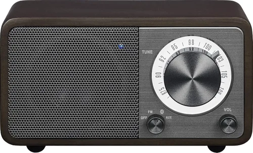 Sangean WR-7DK - Mini altavoz Bluetooth de madera con sintonizador de radio FM y Aux-in cereza oscura