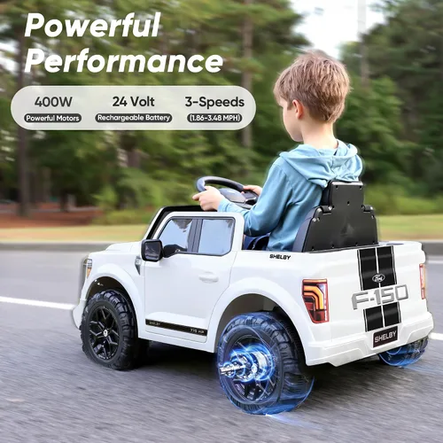 Vista 4 de Ford Shelby F150 24V Ride on juguete para niños 3-6 coche eléctrico con Blanco