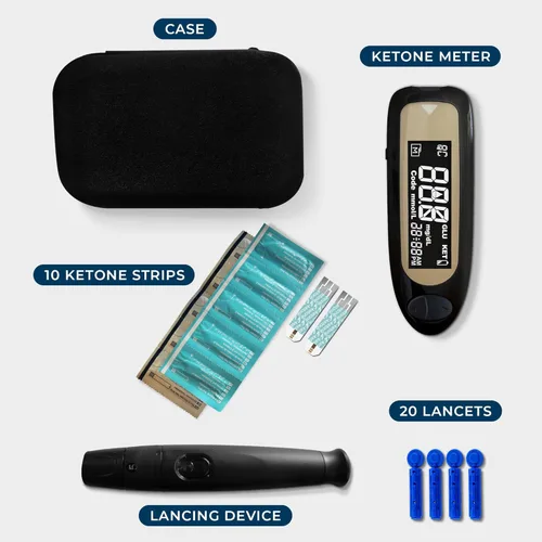 Vista 7 de Kit avanzado de prueba de cetona, delgado, codificación automática, monitoreo y gestión de cetosis, medidor de cetona, 10 tiras de prueba envueltas