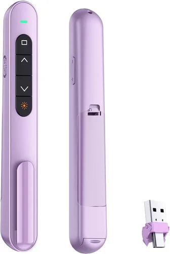 Vista 10 de QUI Clicker de presentación para PowerPoint, RF 2.4GHz USB Presentador inalámbrico remoto con Control de Volumen, Clicker de PowerPoint Avanzador
