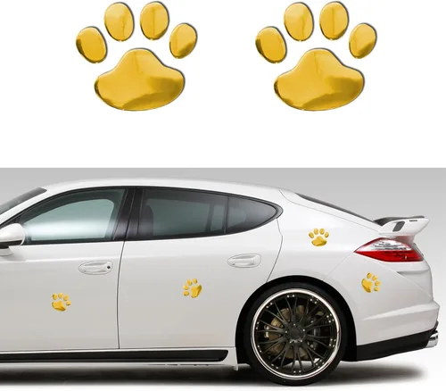 Vista 7 de Calcomanía 3D cromada con huella de perro de oso para automóvil, decoración de emblema de automóvil, calcomanías de estilo de huella de vehículo