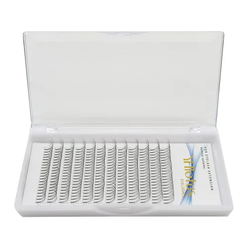 Vista 5 de Extensiones de pestañas postizas en abanico 3D, 4D, 5D, 6D, 7D, 8D, grosor de 0.07 C/D, rizo natural, con tallo corto, volumen ruso, suministros
