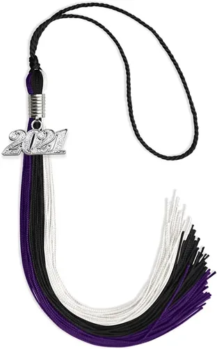 Vista 154 de Endea Graduation Borla de triple color con gota de fecha plateada (negro/dorado/granate, 2020)