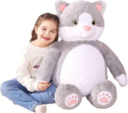 IKASA Juguete de Peluche de Gato Gigante, Gatito Grande Lindo de 30", Juguetes Suaves Jumbo Enormes, Peluche Esponjoso Gordito de Gran Tamaño