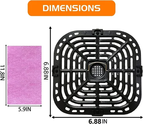 Vista 7 de Sartén para freidora de aire para instantáneos Vortex Mini horno freidora de aire de 2 cuartos de galón, placa de parrilla de freidora de aire