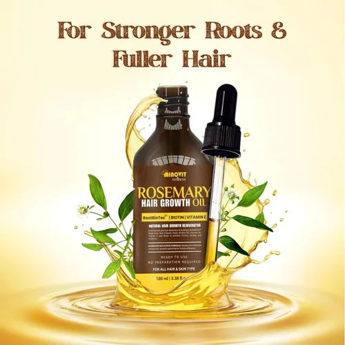 Vista 9 de Aceite de romero para el crecimiento del cabello (3.4 onzas líquidas) infundido con biotina, vitamina E, aceite de almendras y coco, fortalece