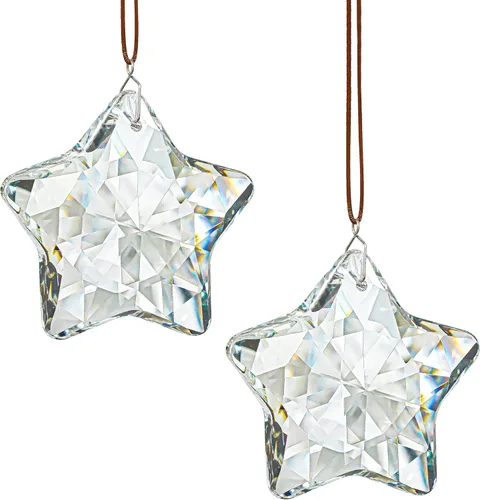 Vista 13 de H&D HYALINE & DORA Prismas Atrapasoles de Cuernos de Cristal con Revestimiento AB de 4.7", Juego de 2 Creadores de Arcoíris Prismas Colgantes