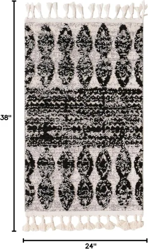 Vista 2 de Rugs.com Cherokee Collection - Alfombra alta negra de 2 x 3 pies perfecta para entradas, cocinas, rincones de desayuno, piezas de acento