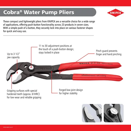 Vista 4 de KNIPEX Tools - Alicates Cobra XS para bomba de agua (87 00 100), 4 pulgadas