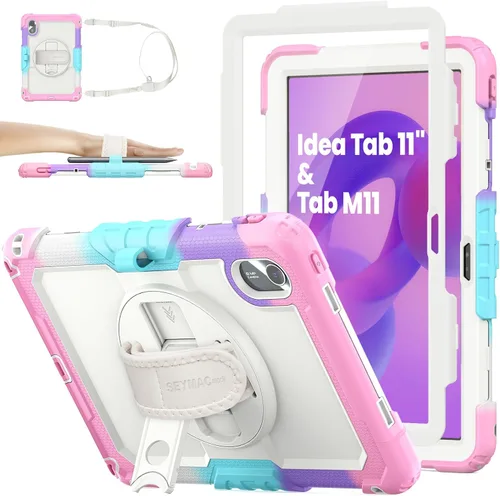 Vista 15 de SEYMAC stock Funda para tablet Lenovo Tab One (TB305FU) de 8.7 pulgadas con protección contra caídas, soporte giratorio de 360° y correa