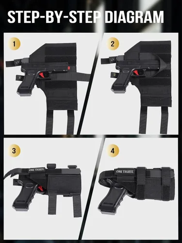 Vista 8 de OneTigris Gun Holster Right Handed Nylon Pistol Holster for Most Compact Medium Full Size Pistol 1911/17/19/20/21/45 M&P Shield 9mm with Under