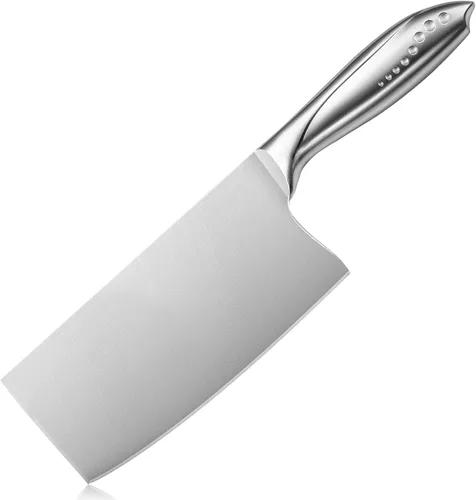 Vista 10 de WELLSTAR Cuchillo de carnicero para carne de arcoíris, cuchillo de carnicero chino iridiscente de 7 pulgadas, cuchillo de cocina alemán súper