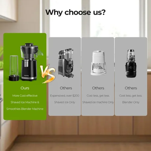 Vista 7 de FEPPO Snow Cone Machine & Smoothie Blender 2 in 1, 700W Powerful Shaved Ice Machine Slushine Machine, Frozen Margarita Machine with Stainless Steel