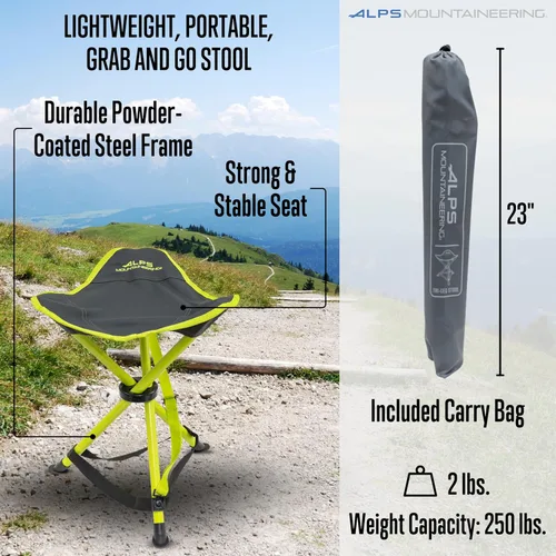 Vista 2 de ALPS Mountaineering Taburete Tri-Leg - Carbón/Cítrico, Nuevo