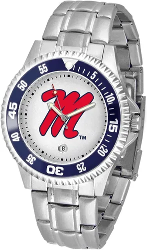 Vista 49 de SunTime Reloj de cuarzo de 1.575 in para hombre, correa de acero inoxidable de 0.787 in, esfera Gameday
